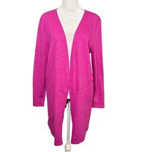 Chico's 1P MP The Ultimate Tee Open Cardigan Jersey Knit Topper Pink Pockets